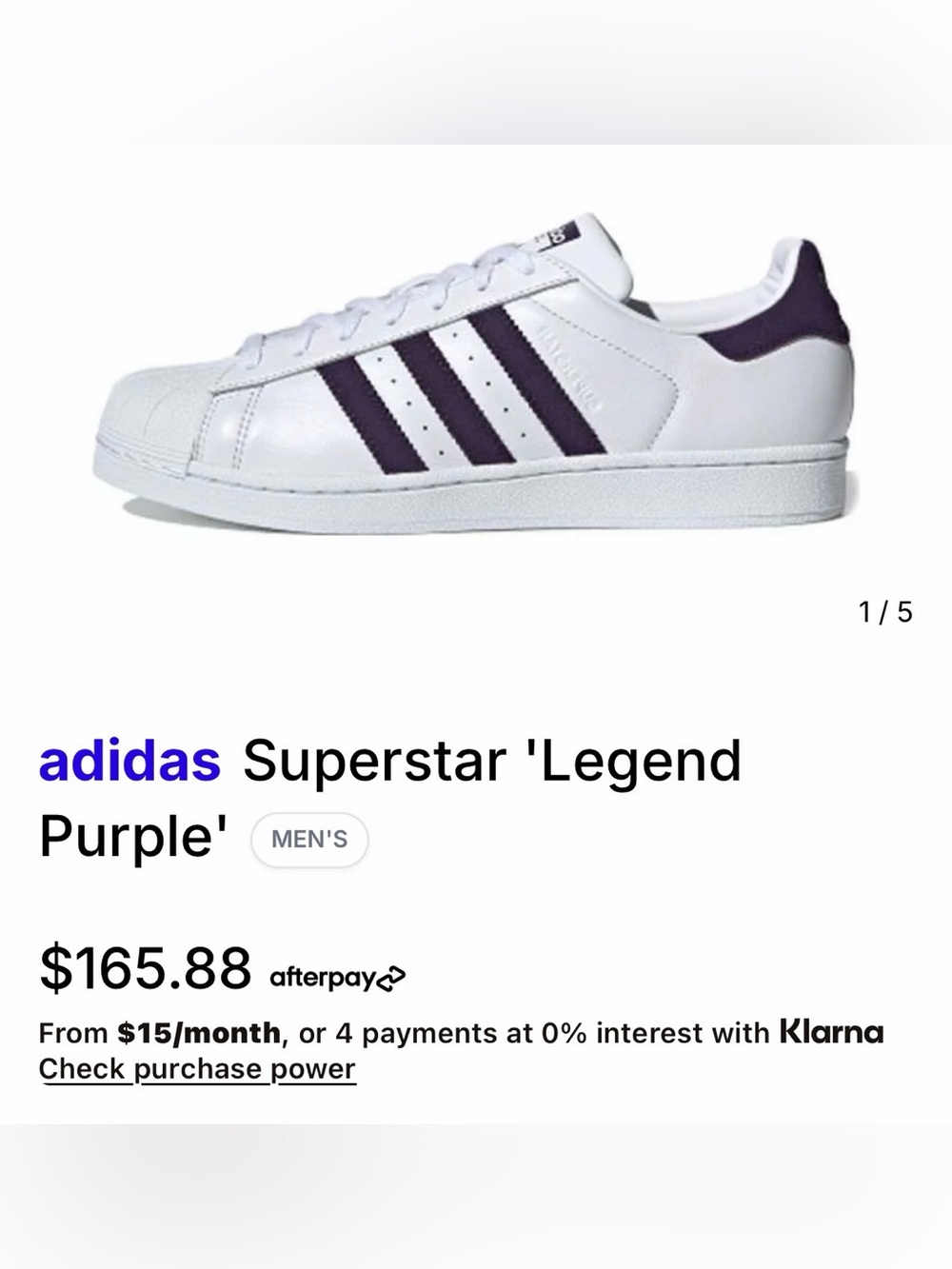 New adidas White Sneakers with Dark Purple Three Stripes Sz 9.5